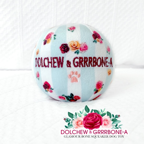 Dolchew GrrBone-A Dog Bone & Ball Floral Plush Dog Toy Set New - Picture 2 of 5